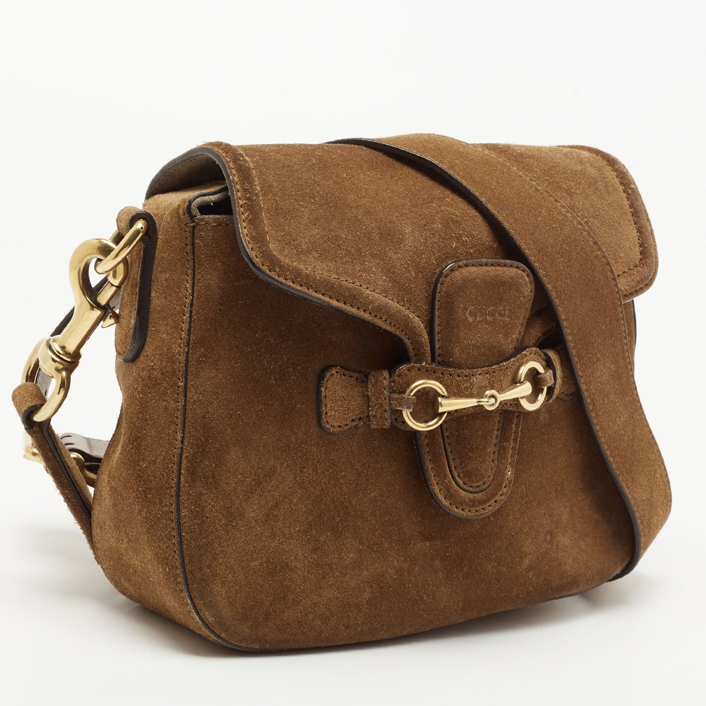 Gucci Brown Suede Horsebit Shoulder Bag