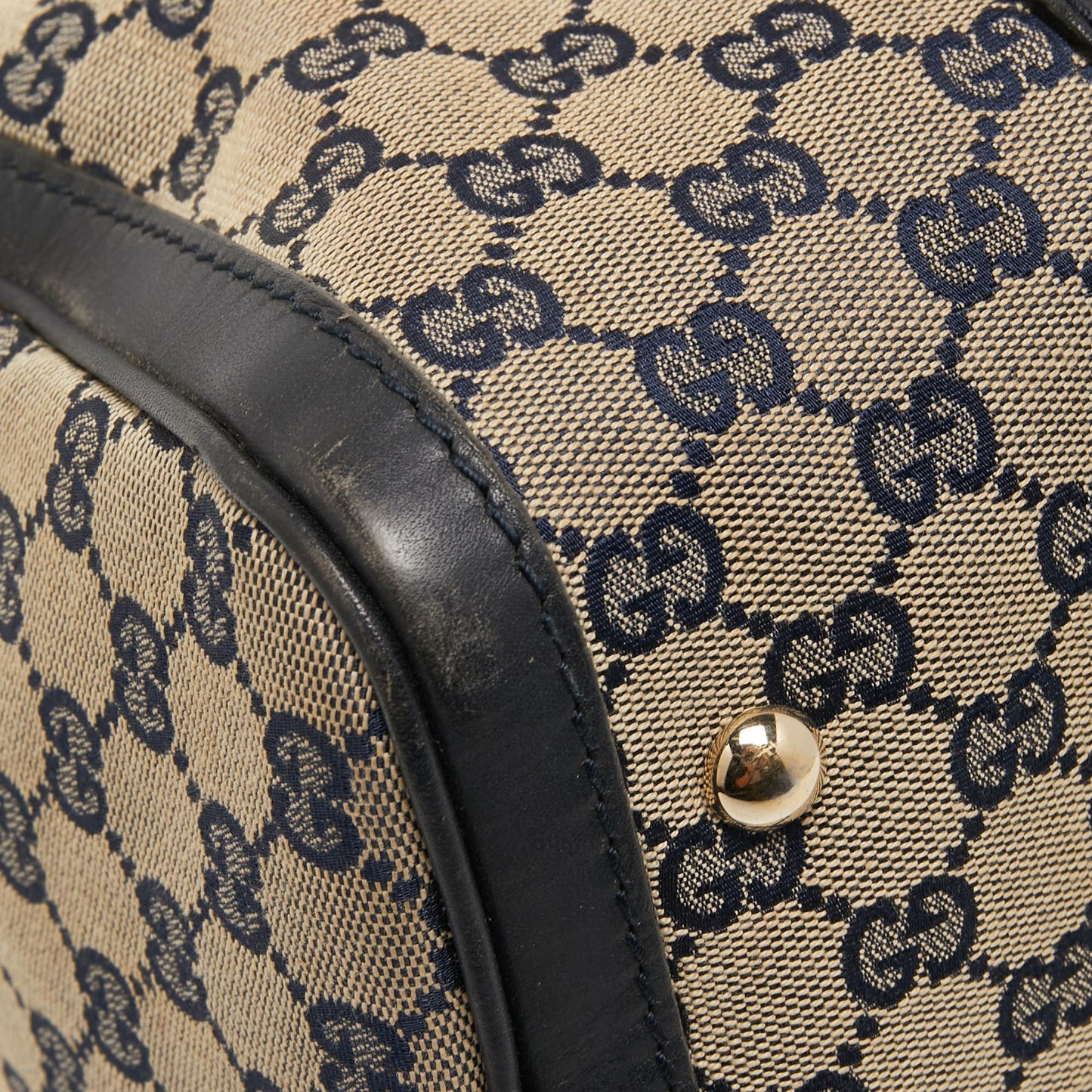 Gucci Beige/Blue GG Canvas Joy Web Boston Bag