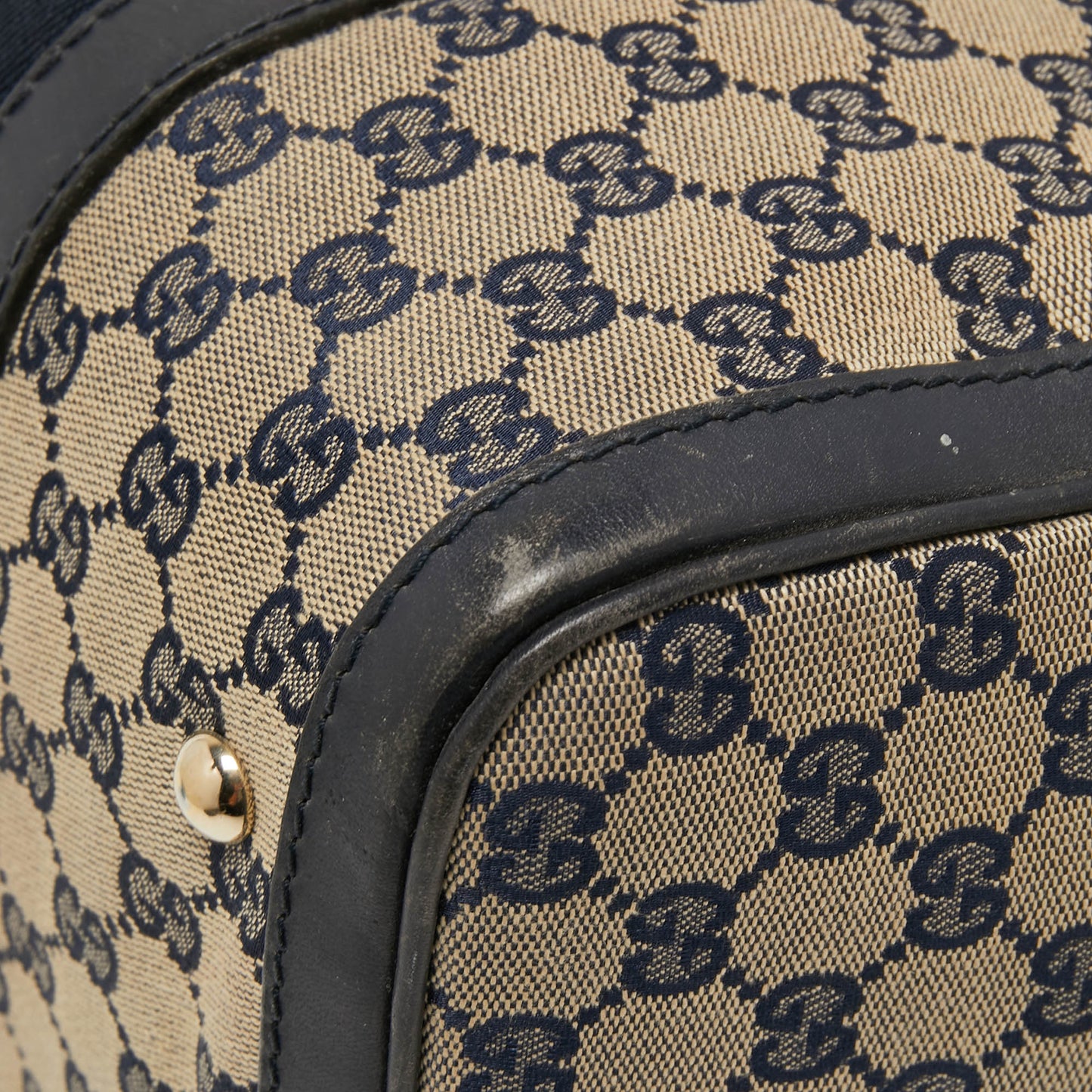 Gucci Beige/Blue GG Canvas Joy Web Boston Bag