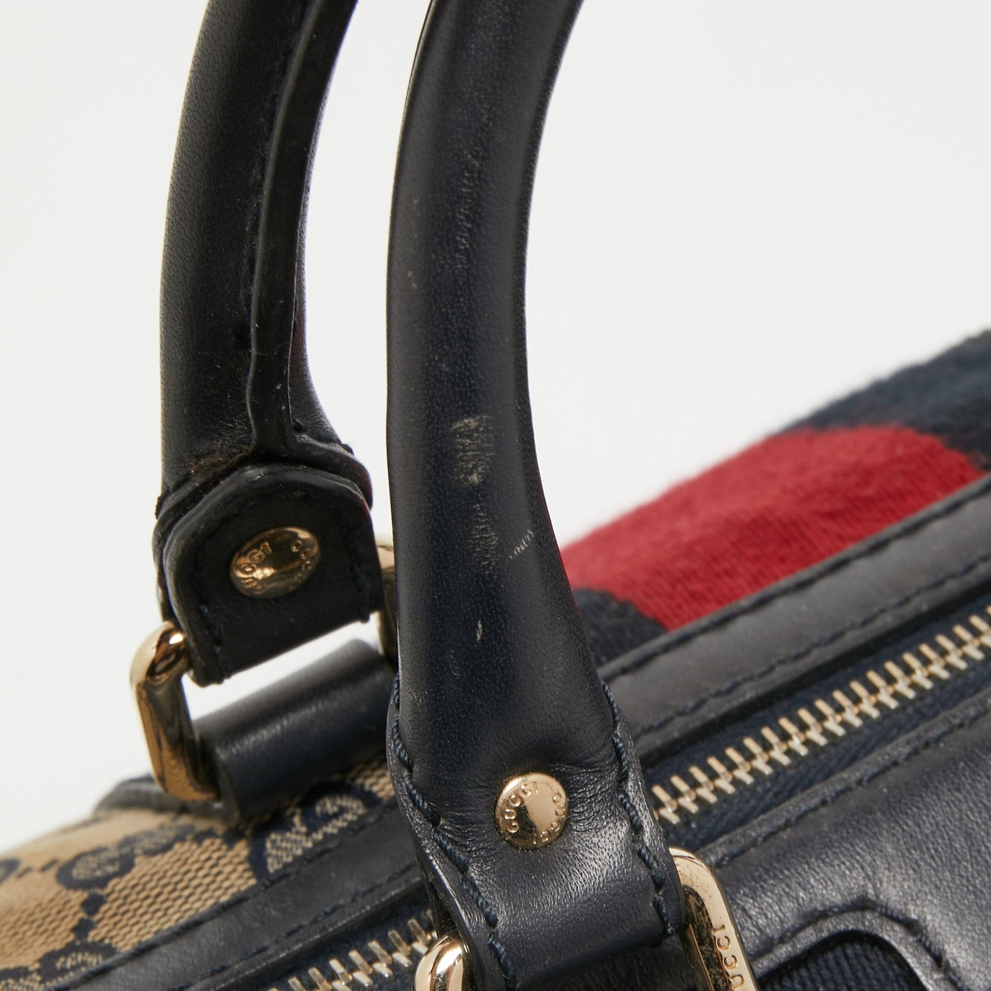 Gucci Beige/Blue GG Canvas Joy Web Boston Bag