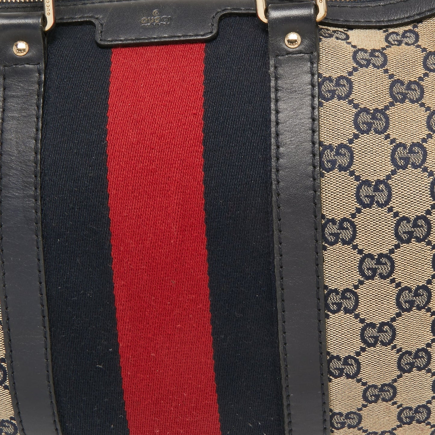 Gucci Beige/Blue GG Canvas Joy Web Boston Bag
