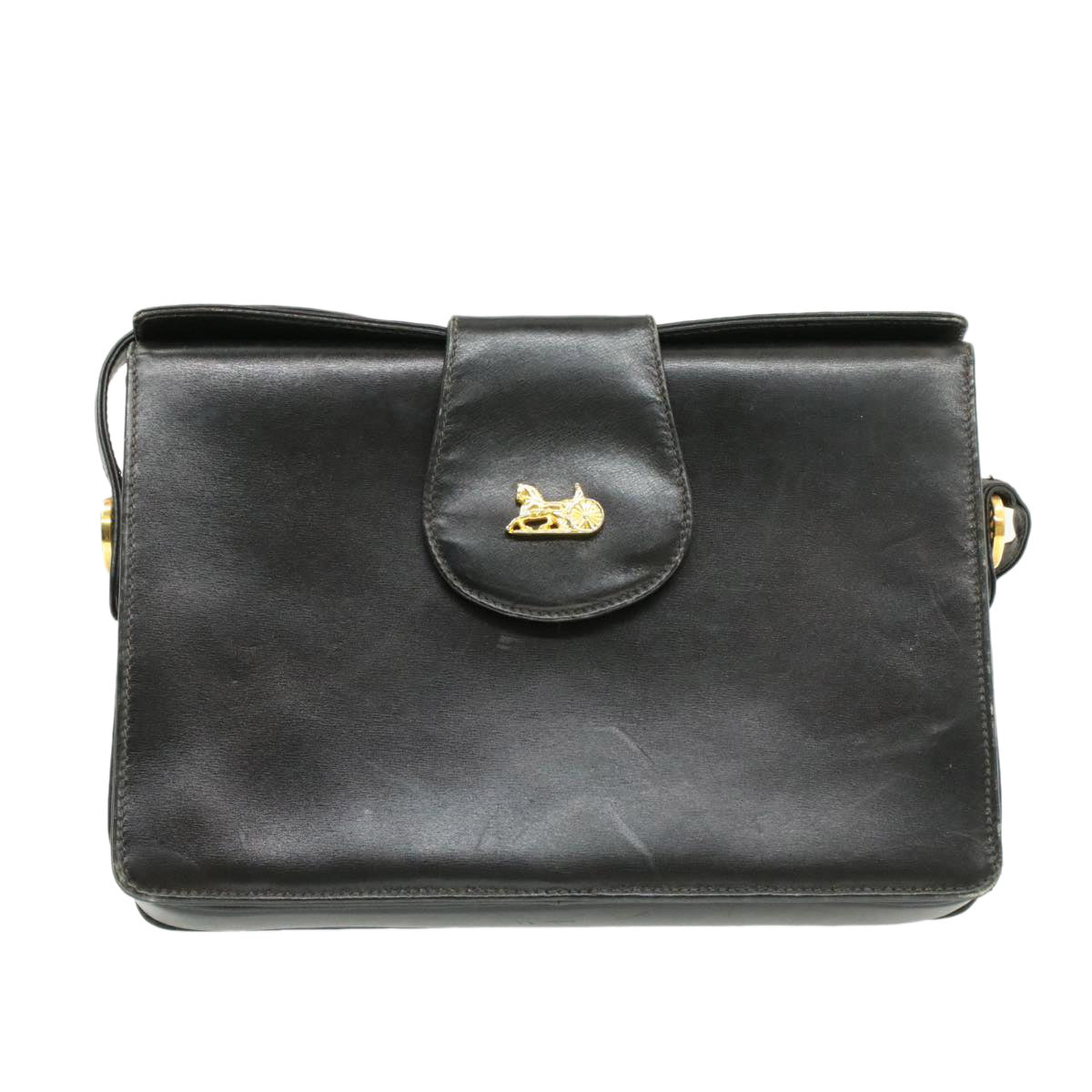 Celine Horse Carriage Shoulder Bag Black Leather rd764