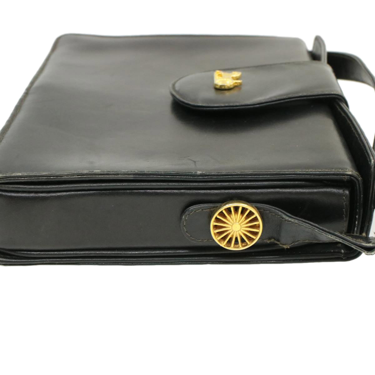 Celine Horse Carriage Shoulder Bag Black Leather rd764