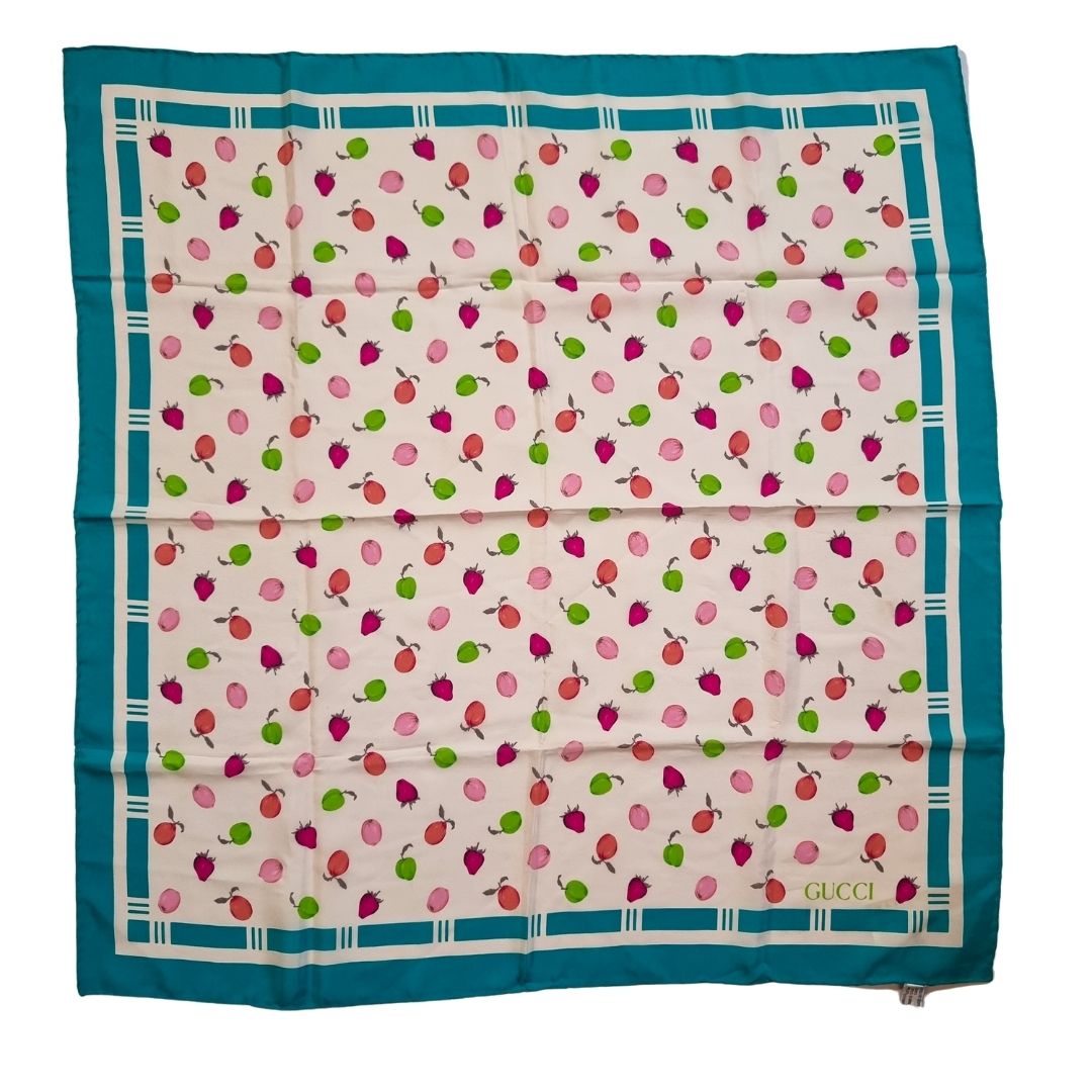 Gucci Vintage Pure Silk Foulard Fruit Design
