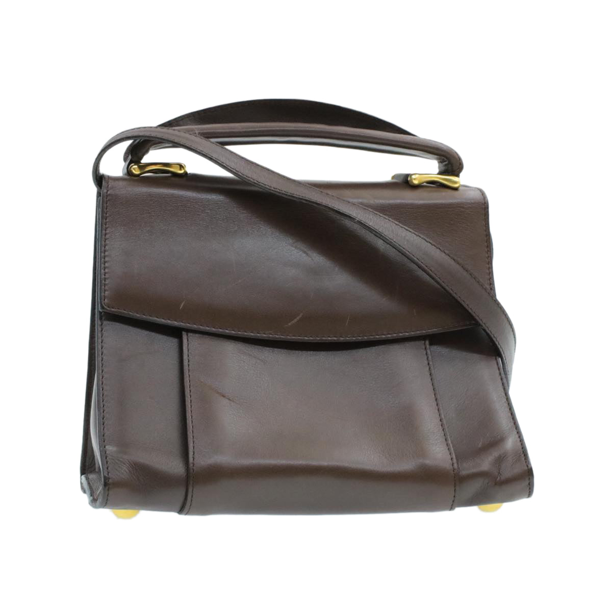 Celine Hand Bag Leather 2way Brown rd530