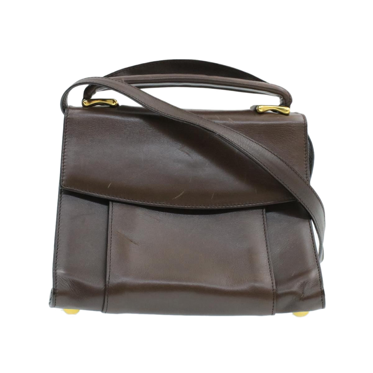 Celine Hand Bag Leather 2way Brown rd530