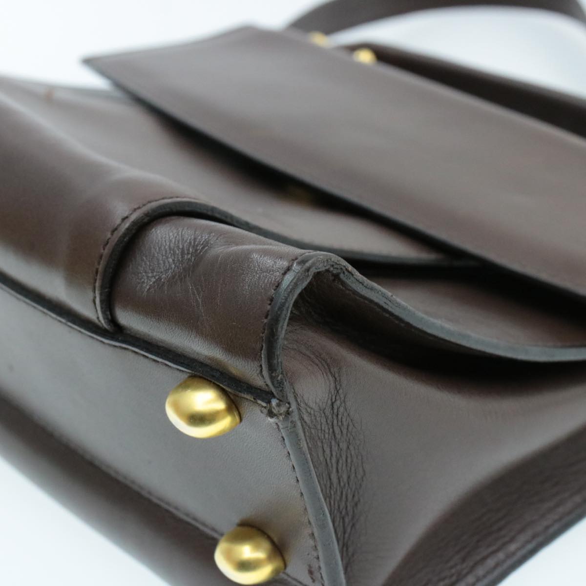 Celine Hand Bag Leather 2way Brown rd530