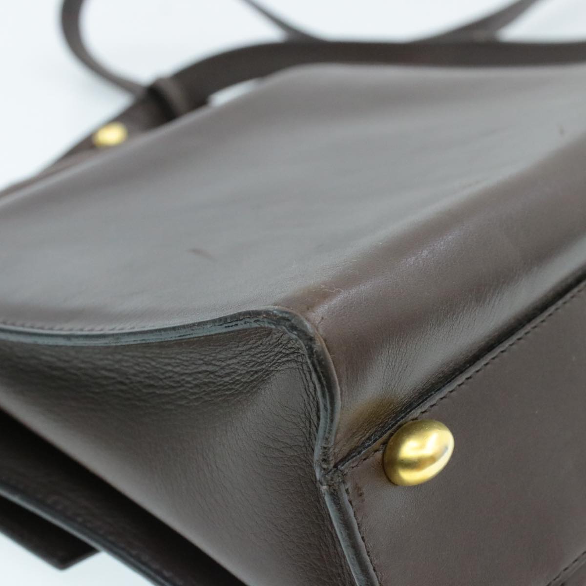 Celine Hand Bag Leather 2way Brown rd530
