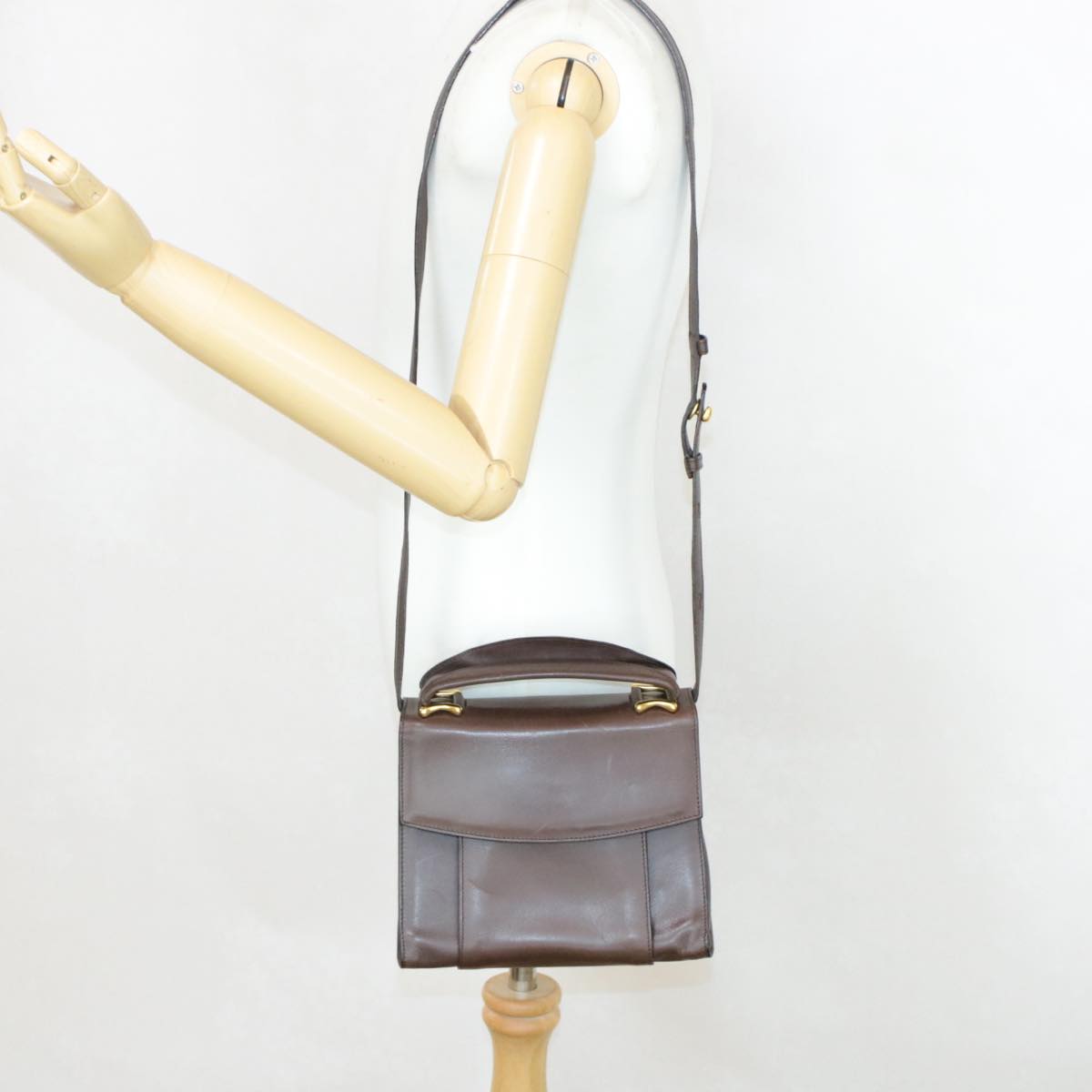 Celine Hand Bag Leather 2way Brown rd530