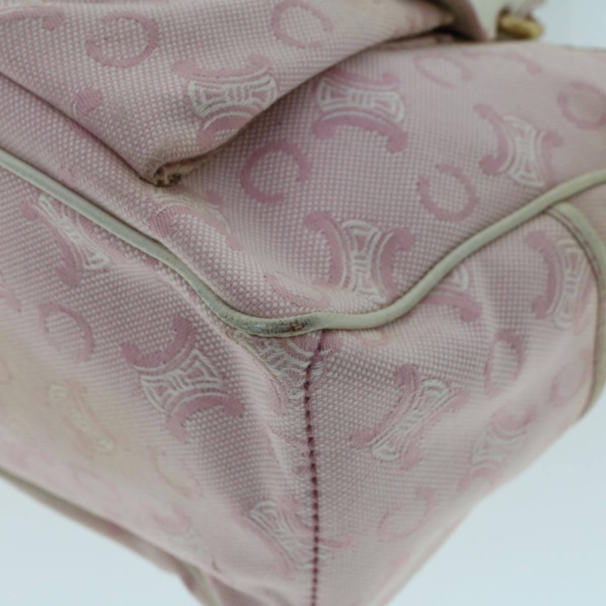 Celine C Macadam Canvas Hand Bag Leather Pink yb138
