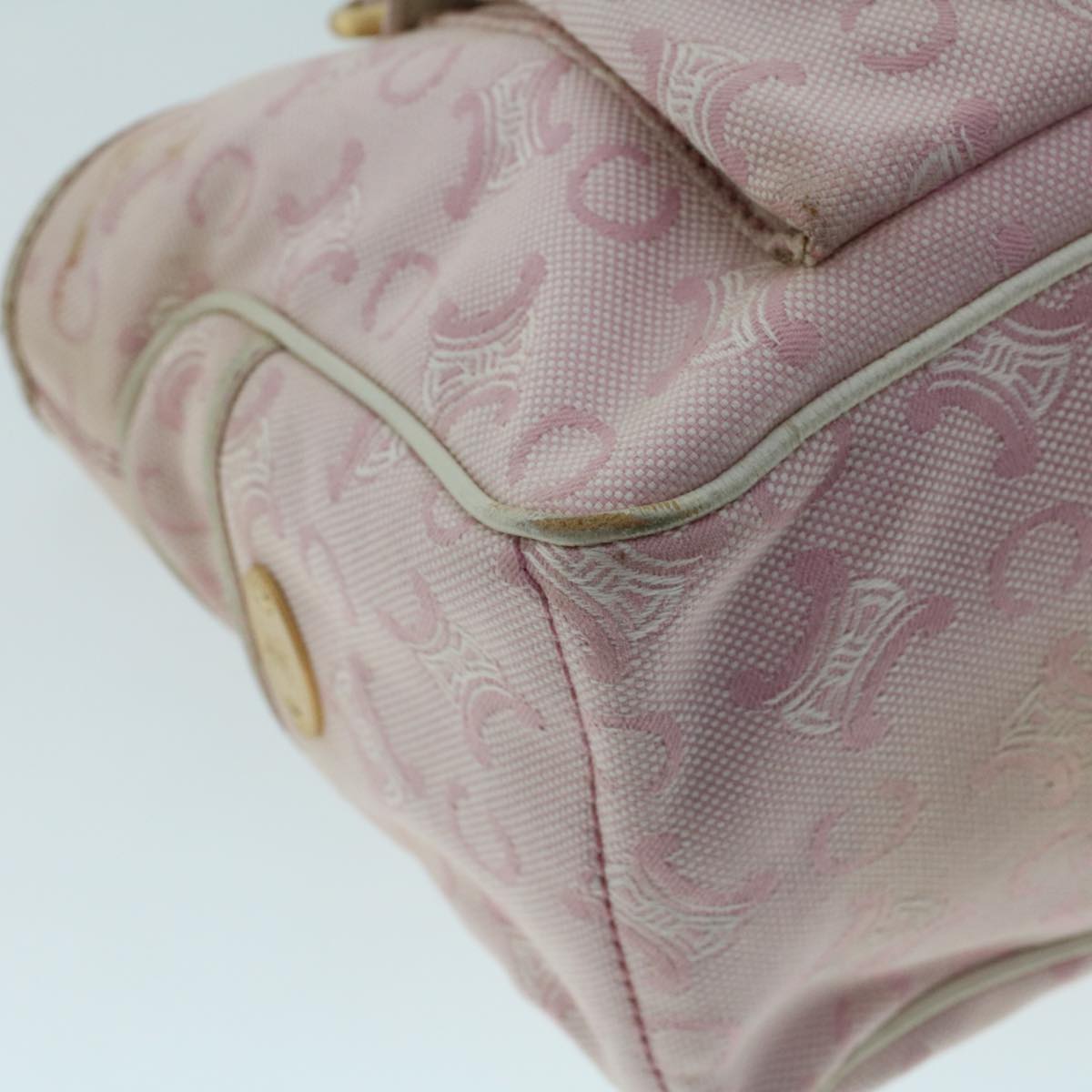Celine C Macadam Canvas Hand Bag Leather Pink yb138