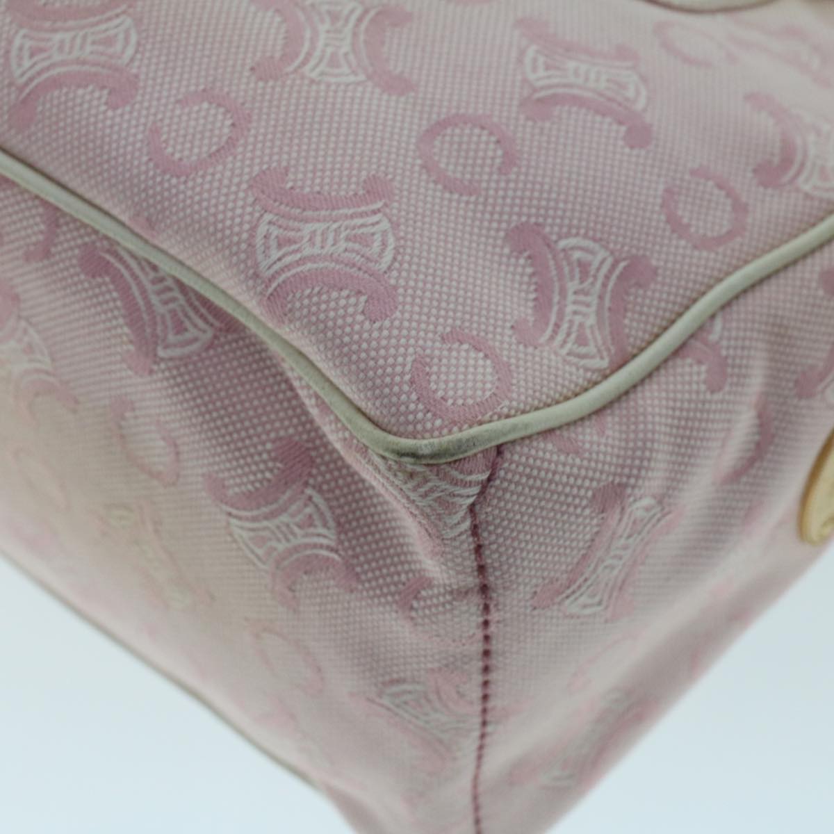 Celine C Macadam Canvas Hand Bag Leather Pink yb138