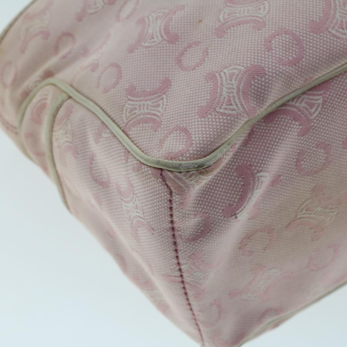 Celine C Macadam Canvas Hand Bag Leather Pink yb138