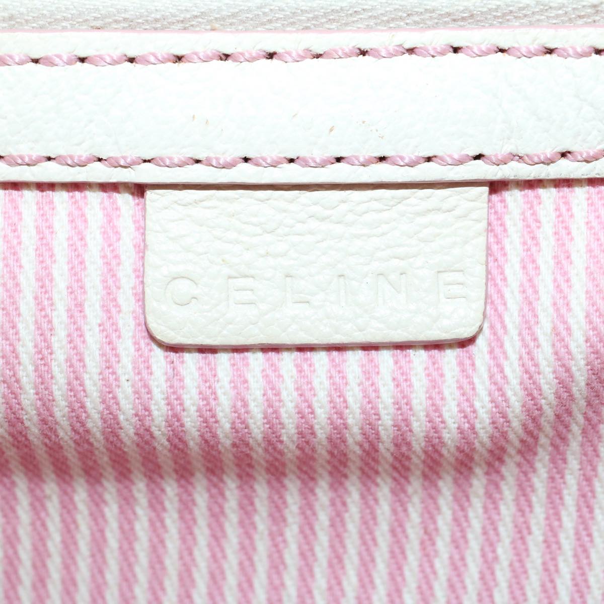 Celine C Macadam Canvas Hand Bag Leather Pink yb138