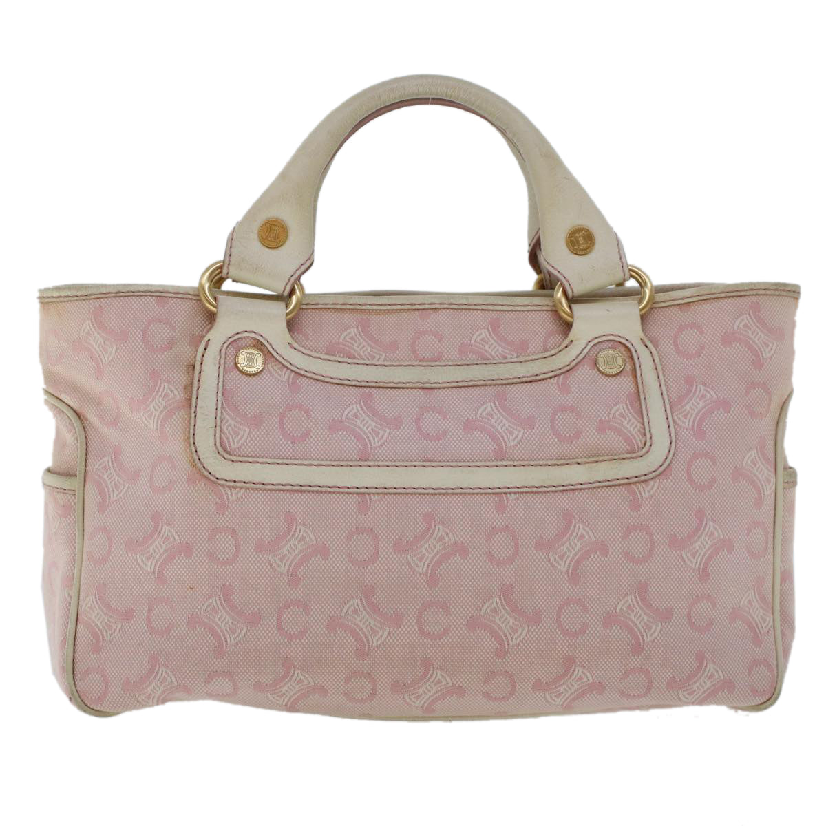 Celine C Macadam Canvas Hand Bag Leather Pink yb138