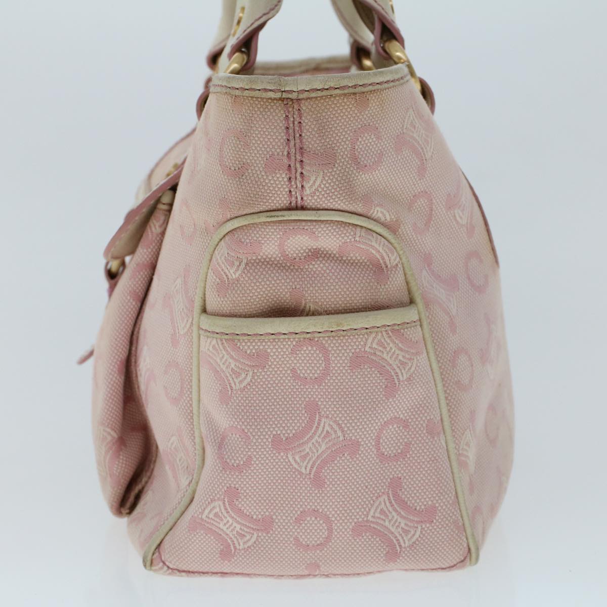 Celine C Macadam Canvas Hand Bag Leather Pink yb138