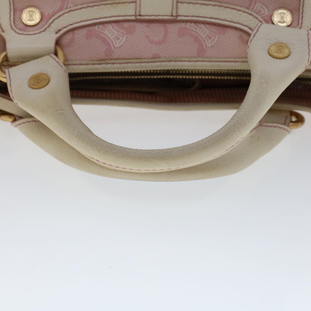 Celine C Macadam Canvas Hand Bag Leather Pink yb138