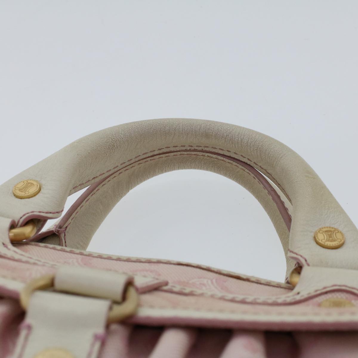 Celine C Macadam Canvas Hand Bag Leather Pink yb138