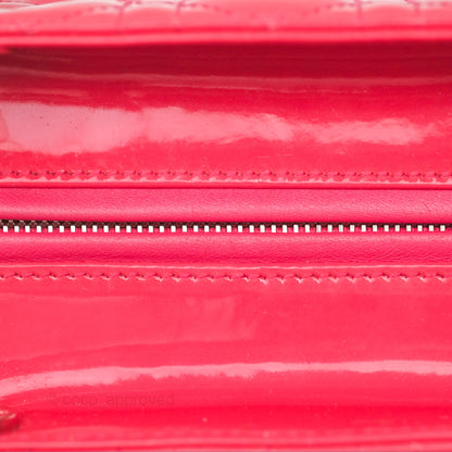 Christian Dior Medium Lady Dior Red Patent Silver Hardware