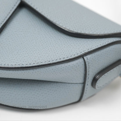Christian Dior Mini Saddle Bag Cloud Blue Grained Calfskin Gold Hardware