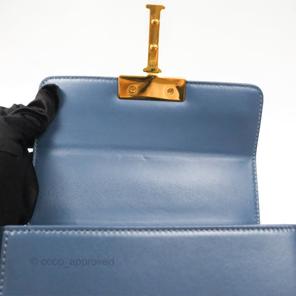 Christian Dior 30 Montaigne Box Bag Blue Calfskin