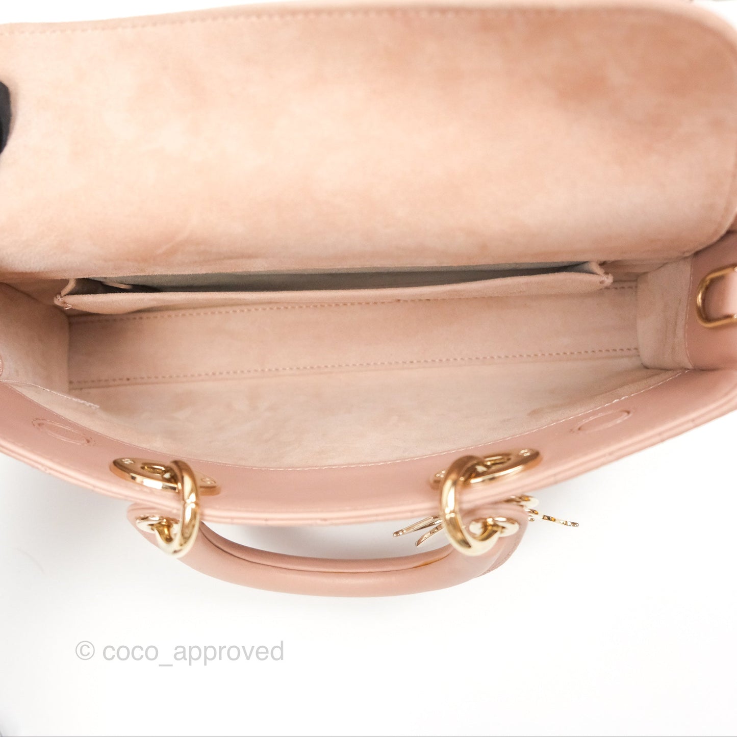 Christian Dior Medium Lady D-Joy Nude Pink Lambskin Heart Quilted