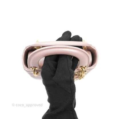 Christian Dior Calfskin Cannage Mini Lady Dior Light Pink