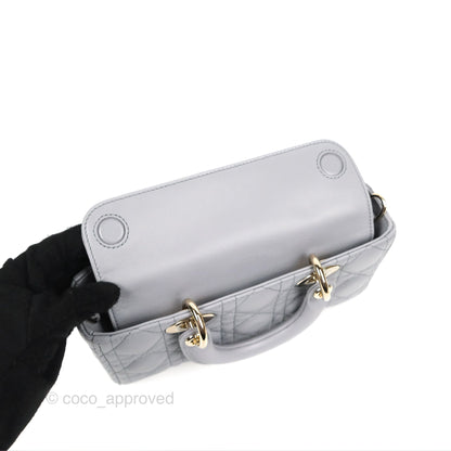 Dior Small Lady D-Joy Bag Grey Lambskin Cannage Gold Hardware