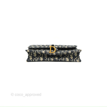 Christian Dior Saddle Chain Pouch Navy Oblique Jacquard