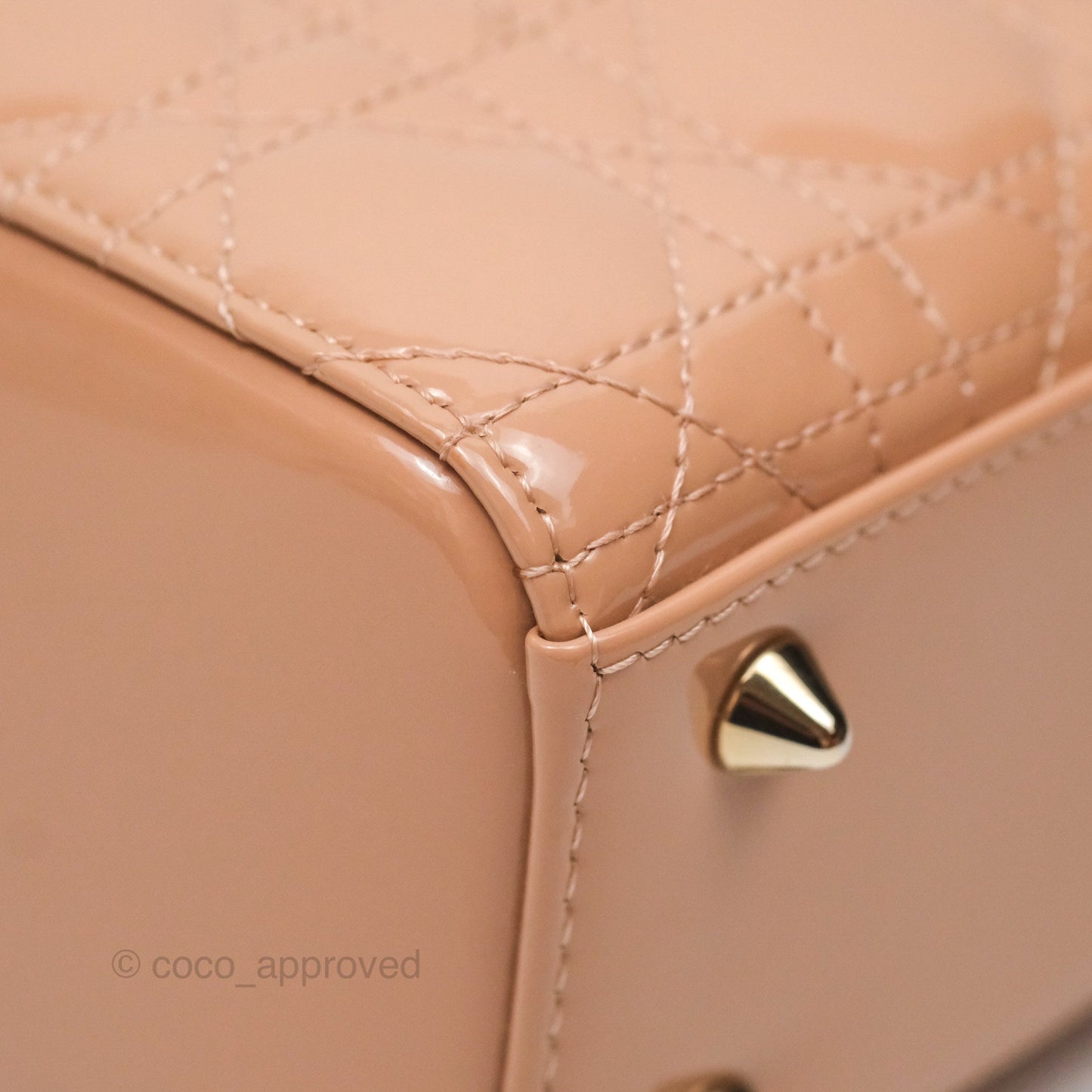 Christian Dior Small Lady Dior My ABCDior Beige Patent Gold Hardware