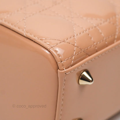Christian Dior Small Lady Dior My ABCDior Beige Patent Gold Hardware