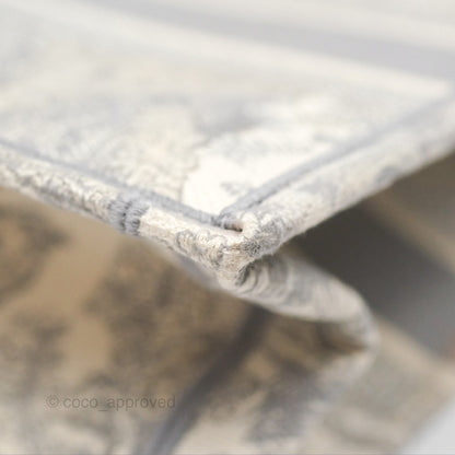 Christian Dior Medium (Old Small) Embroidered Toile De Jouy Light Grey Canvas Book Tote