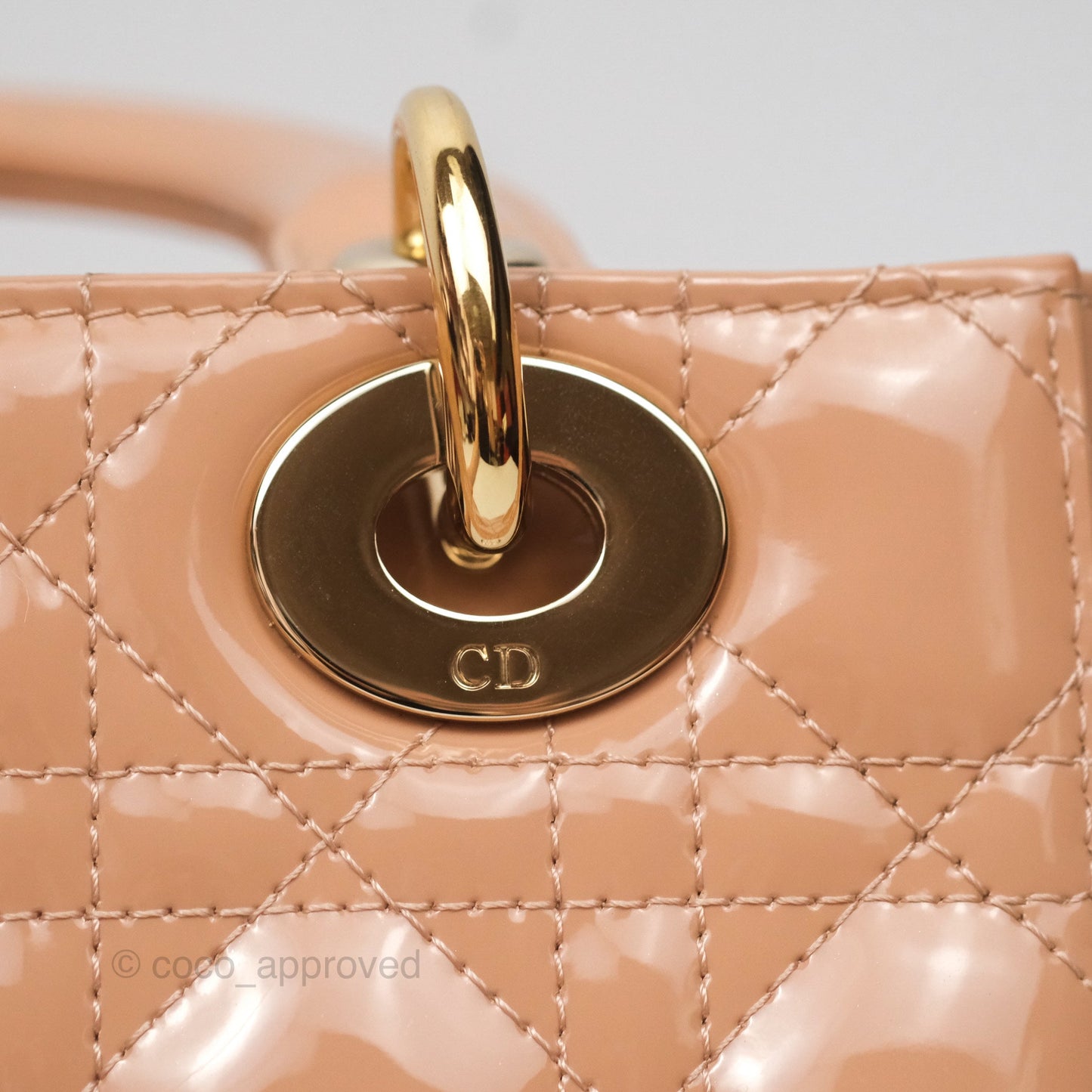 Christian Dior Small Lady Dior My ABCDior Beige Patent Gold Hardware