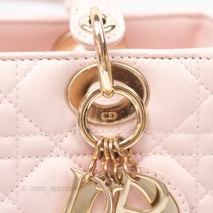 Christian Dior Medium Lady Dior Pink Lambskin Gold Hardware