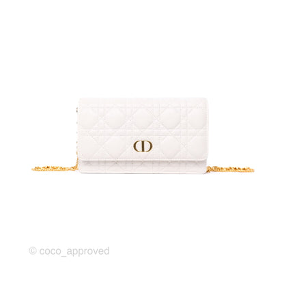 Dior Caro Pouch With Chain Latte Supple Cannage Calfskin