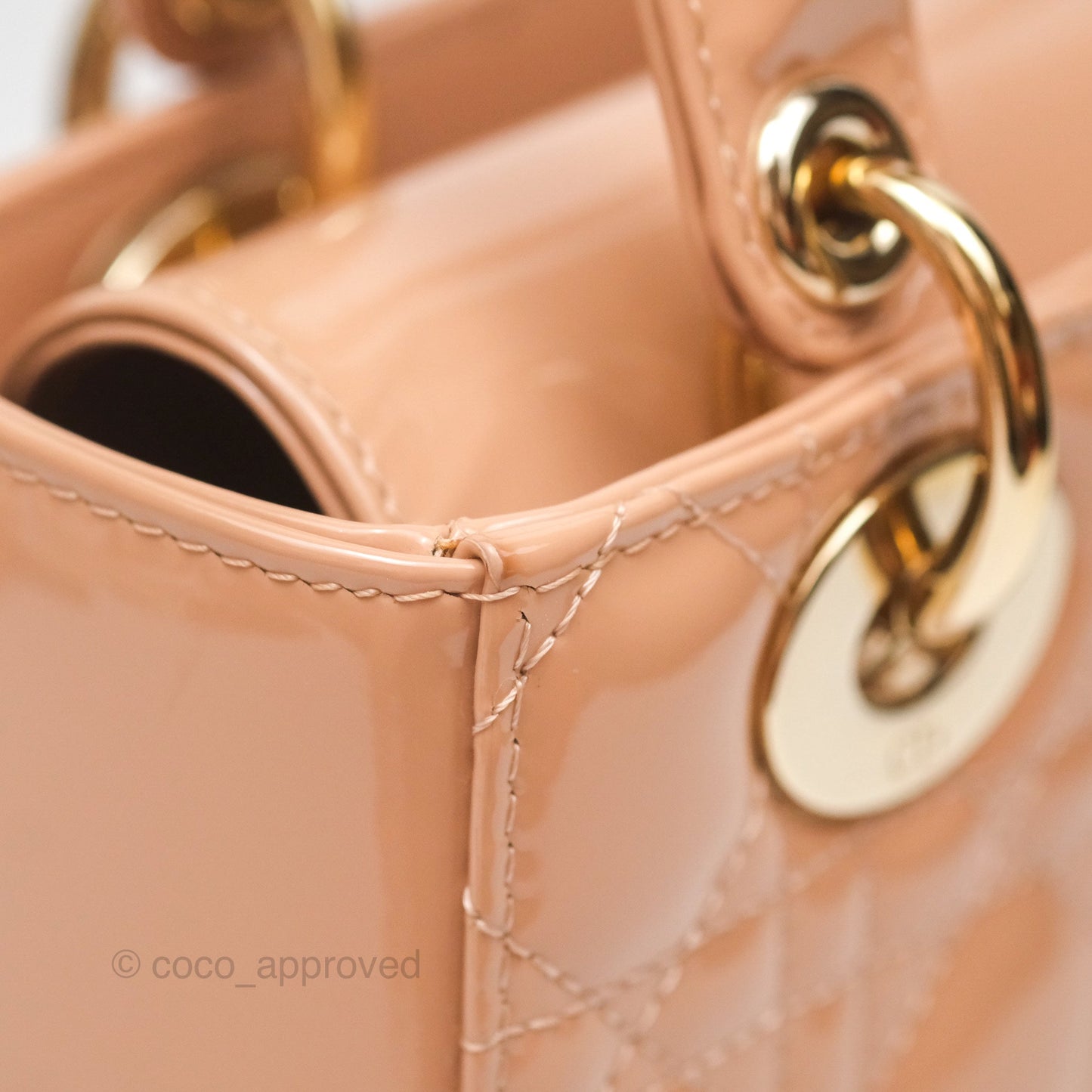 Christian Dior Small Lady Dior My ABCDior Beige Patent Gold Hardware