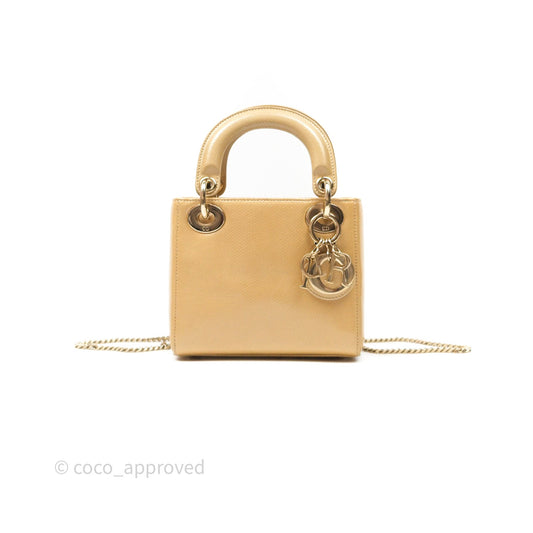 Christian Dior Mini Lady Dior Beige Lizard Gold Hardware