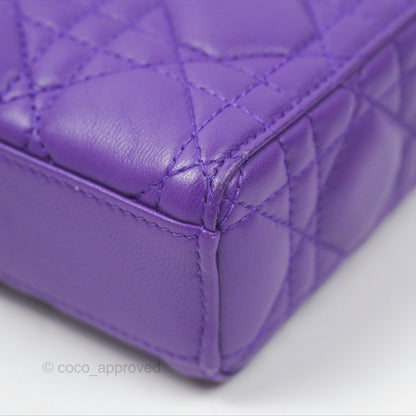 Dior Small Lady D-Joy Bag Purple Lambskin Cannage Gold Hardware