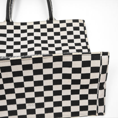 Christian Dior Large Book Tote Checkered Black/ White Canvas