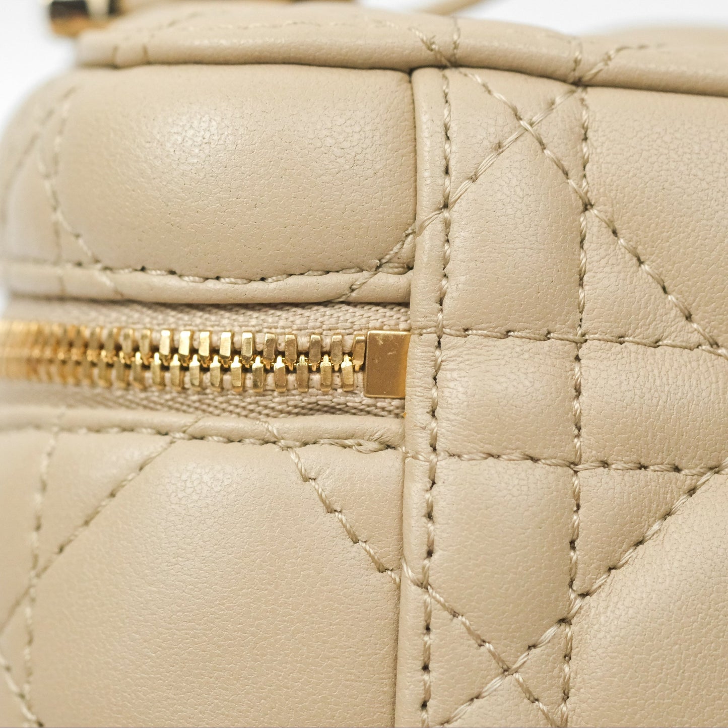 Christian Dior Micro Lady Dior Vanity Case Beige Cannage Lambskin
