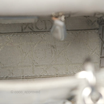 Christian Dior Mini Lady Dior Metallic Silver Nubuck Silver Hardware