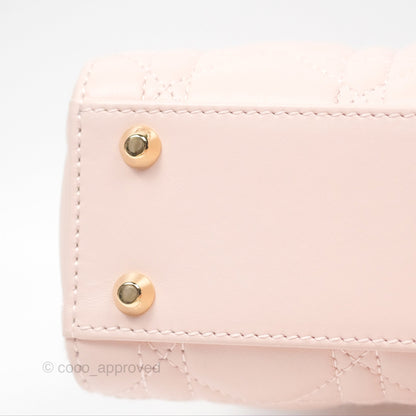 Christian Dior Mini Lady Dior Pink Lambskin Gold Hardware