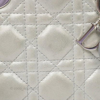 Christian Dior Mini Lady Dior Metallic Silver Nubuck Silver Hardware