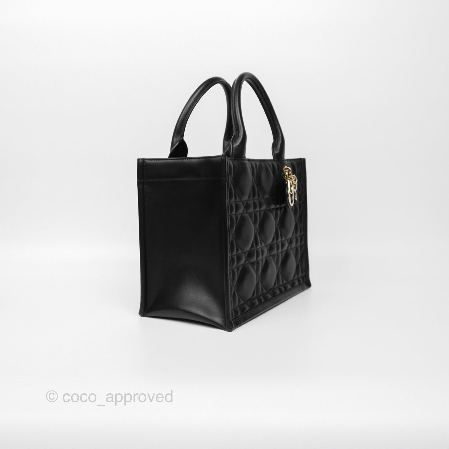 Dior Small Dior Book Tote Black Macrocannage Calfskin Gold Hardware