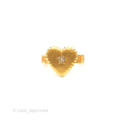 Christian Dior J'adior Crystal Star Heart Ring Matte Gold Tone Size M