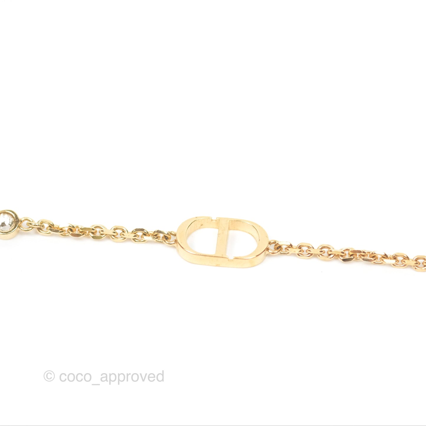 Christian Dior Petit CD Double Necklace Crystals Gold Tone