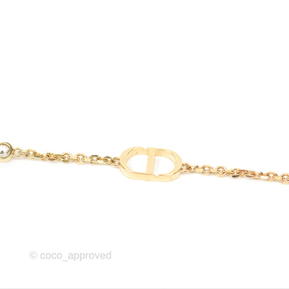 Christian Dior Petit CD Double Necklace Crystals Gold Tone