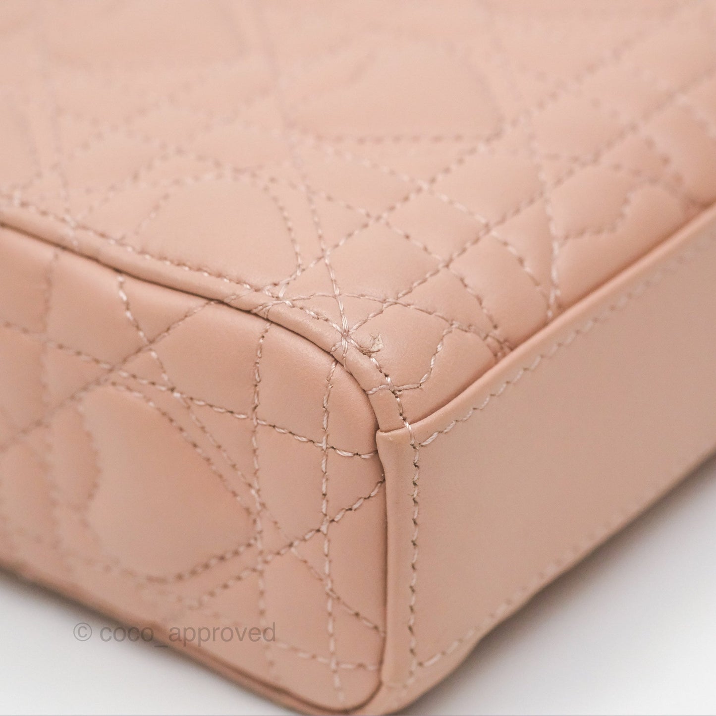 Christian Dior Medium Lady D-Joy Nude Pink Lambskin Heart Quilted