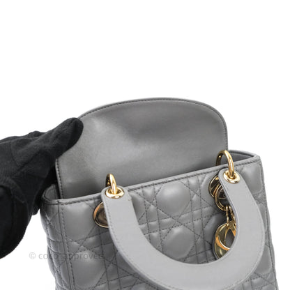 Christian Dior Lambskin My ABCDior Lady Dior Grey Gold Hardware