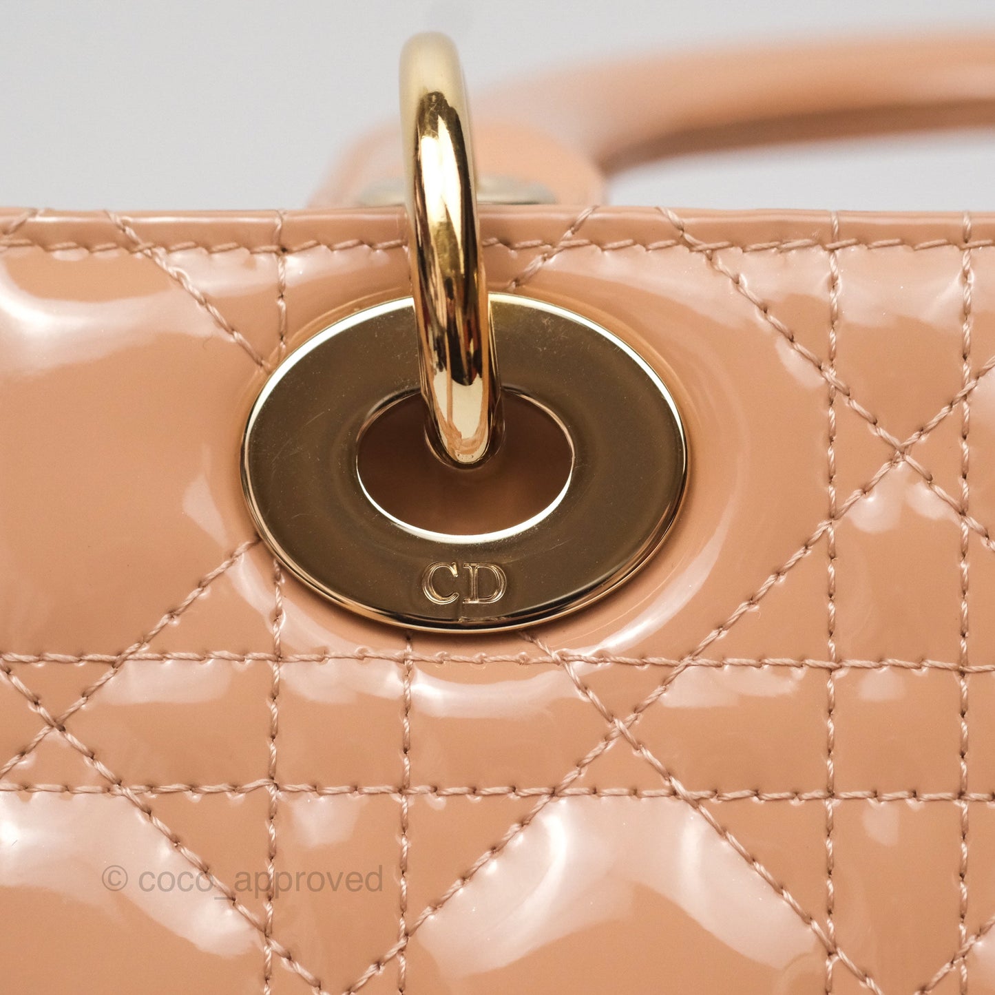 Christian Dior Small Lady Dior My ABCDior Beige Patent Gold Hardware